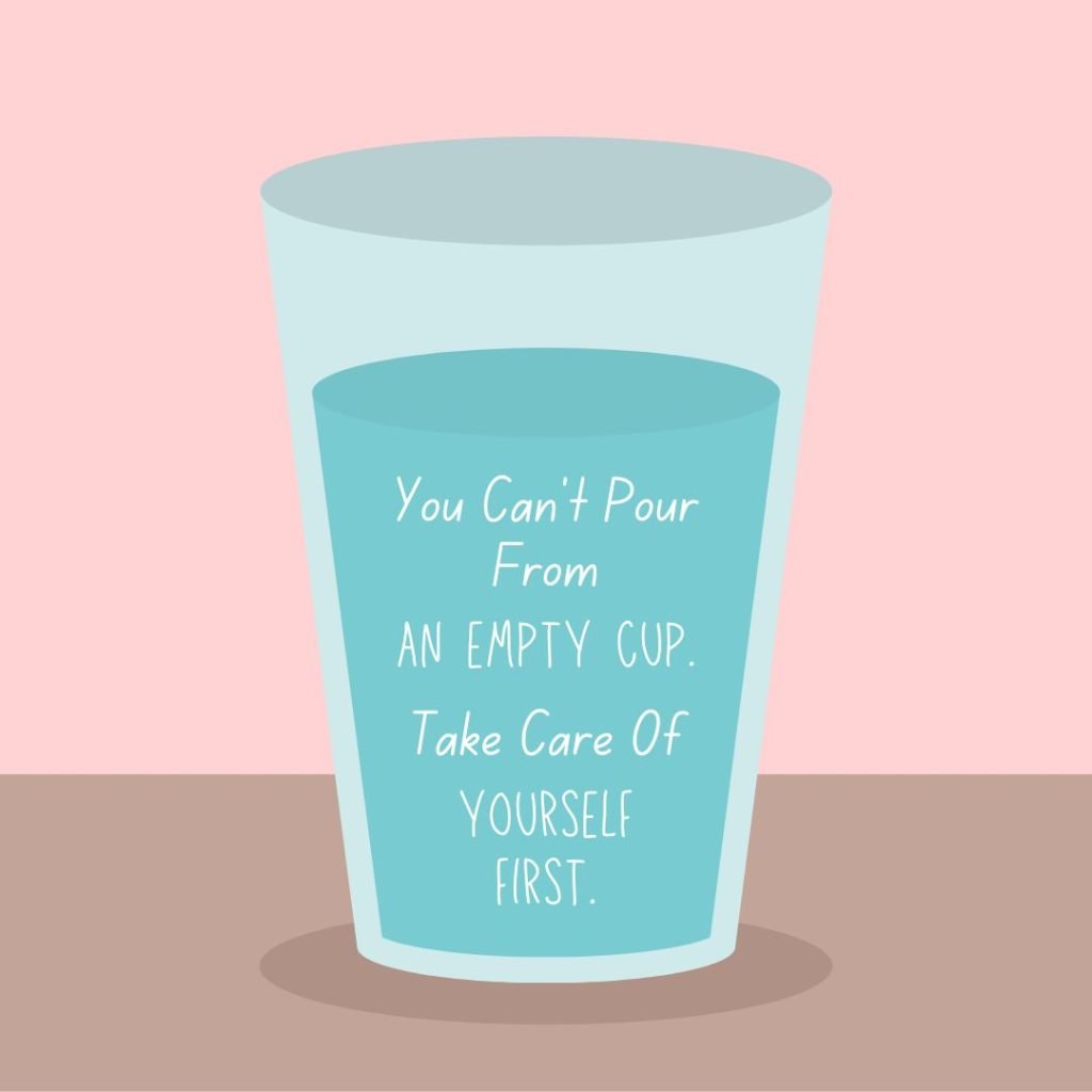 A Glass full of water with a Self Quotes
