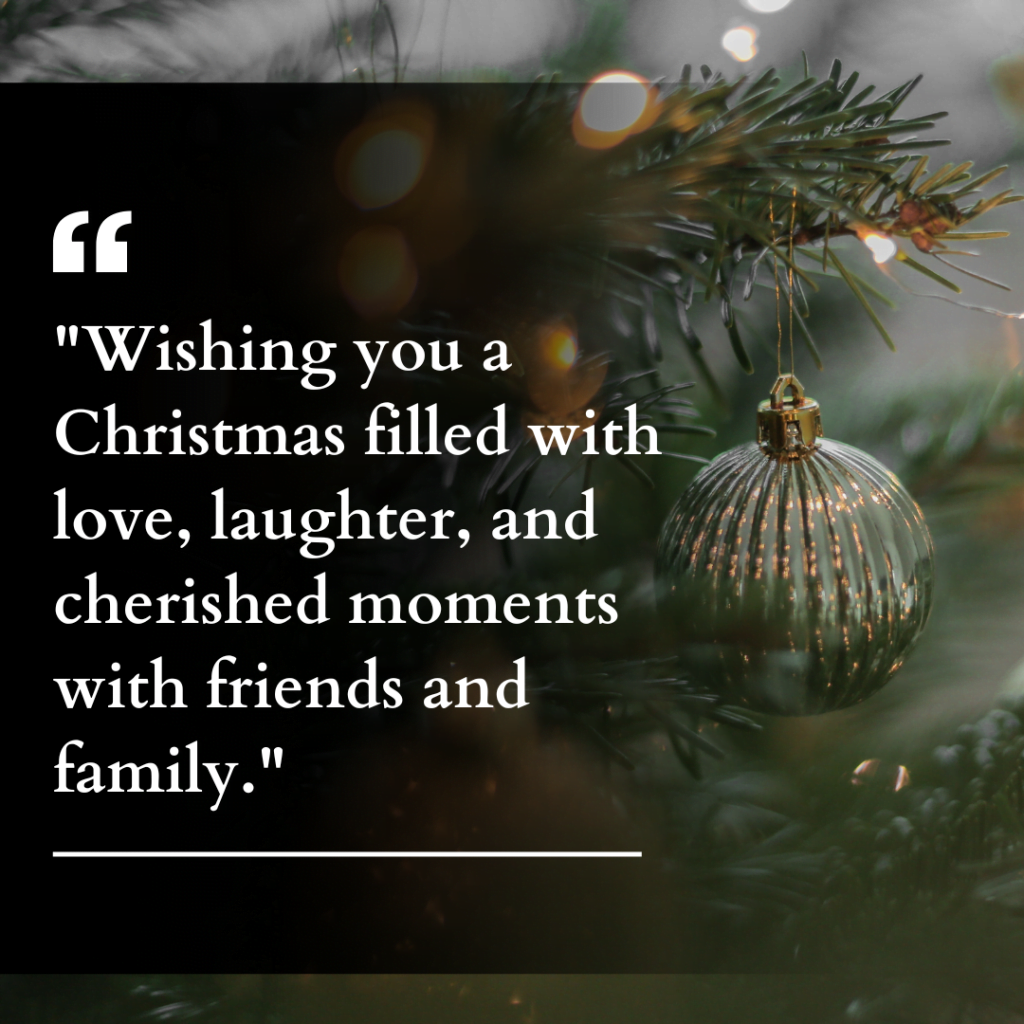 "Wishing you a Christmas filled with love, laughter, and cherished moments with friends and family."