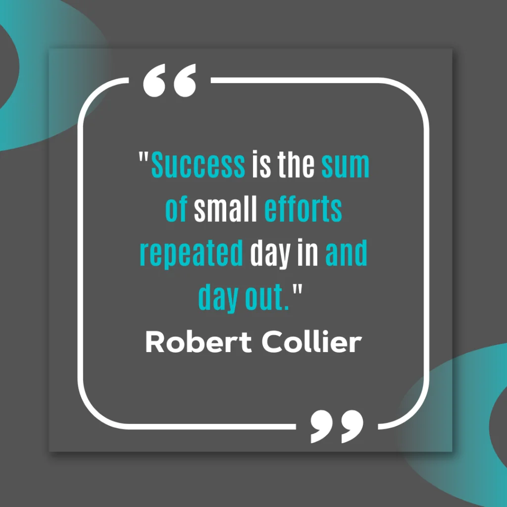 "Success is the sum of small efforts repeated day in and day out." - Robert Collier