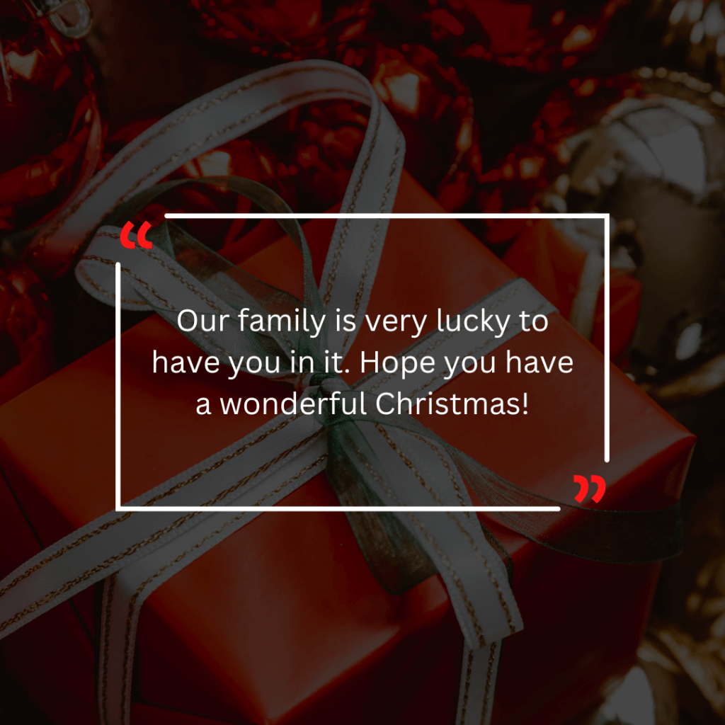 Our family is very lucky to have you in it. Hope you have a wonderful Christmas!